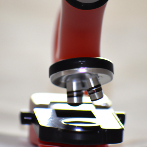 צילום תקריב של מיקרוסקופ ידידותי לילדים, המציג את התכונות הקלות לשימוש ואת העמידות שלו.